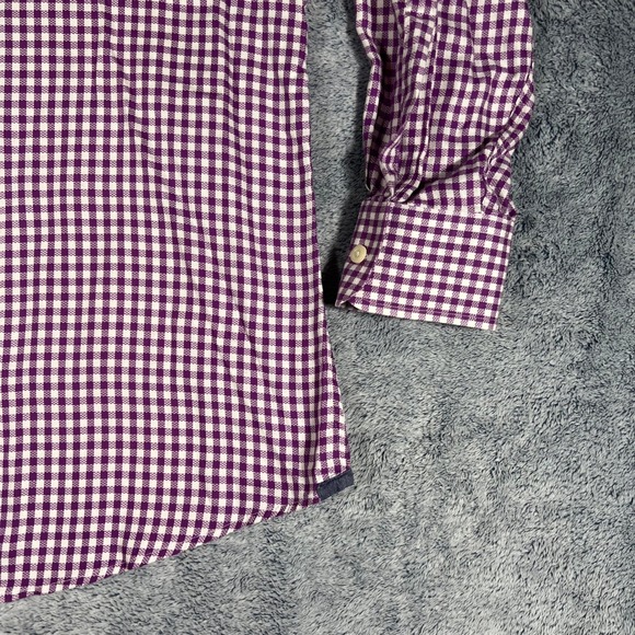 Charles Tyrwhitt Mens Slim Fit Gingham Dress Shirt Purple White 17/33 Cotton - Picture 6 of 16
